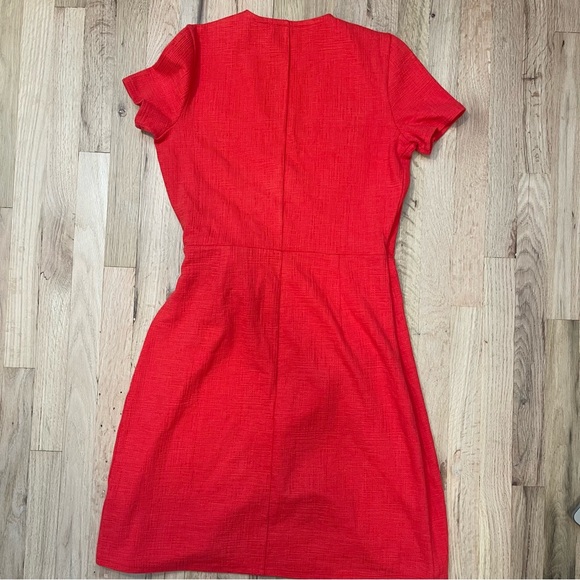 J.Crew Red Knit Wrap Dress XXS Textured Short Sleeve Cotton Blend - Picture 6 of 7